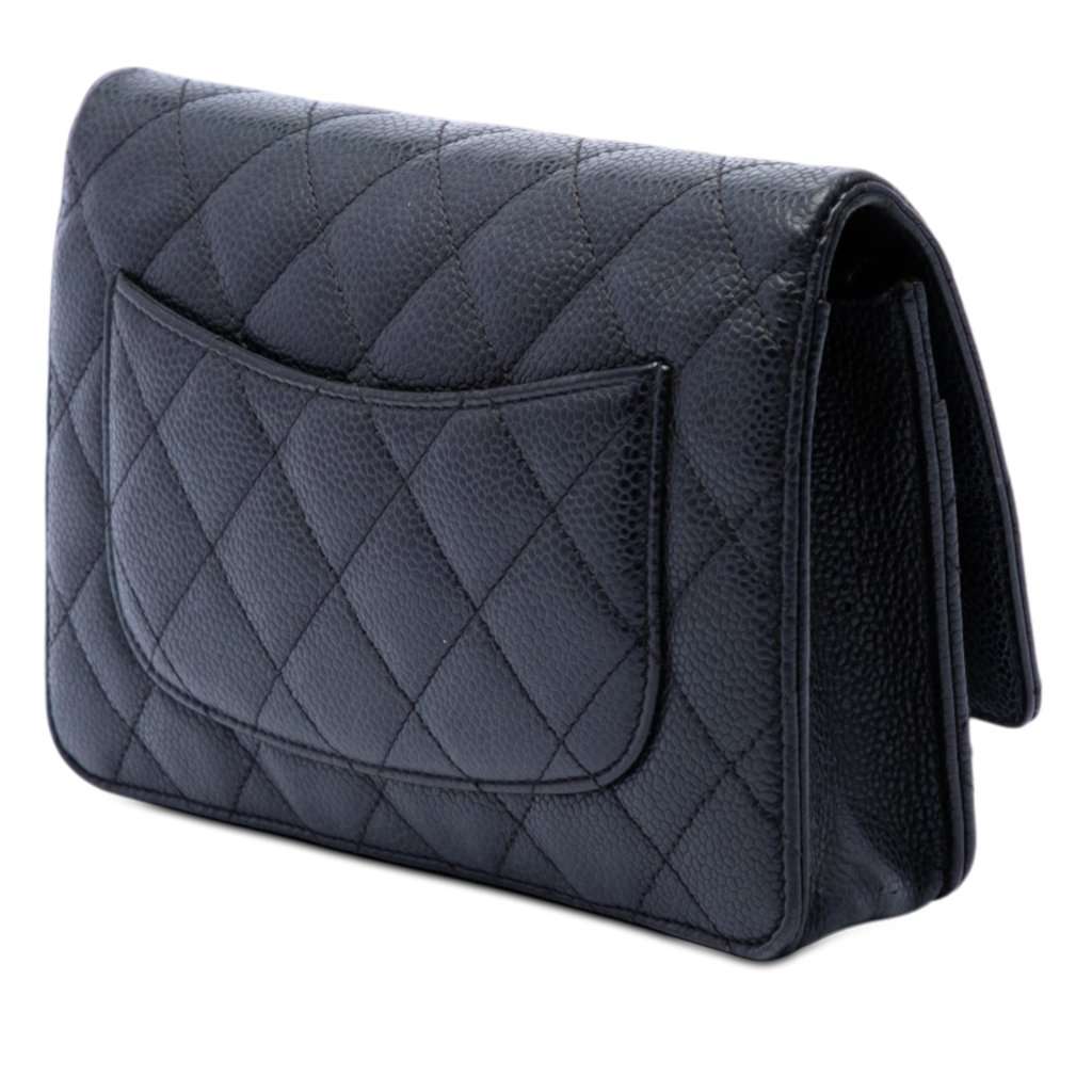 Chanel CC Quilted Caviar Wallet on Chain Black Leather Very good condition - Back View