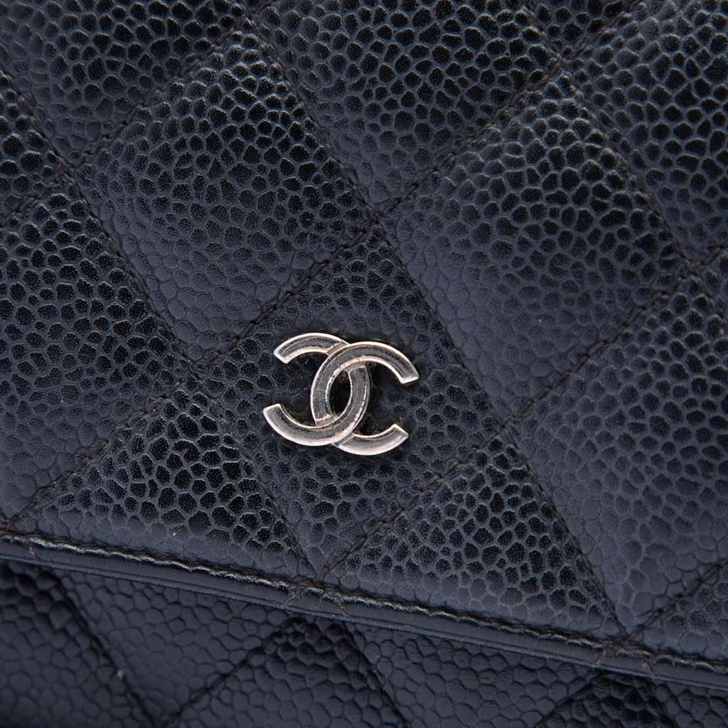 Chanel CC Quilted Caviar Wallet on Chain Black Leather Very good condition - Box View