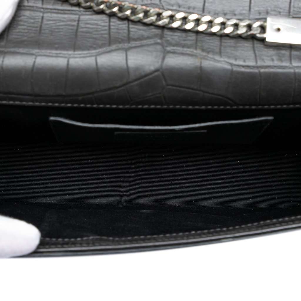 Saint Laurent Medium Croc Embossed Leather Kate Tassel Crossbody Black Leather Very good condition - Model View