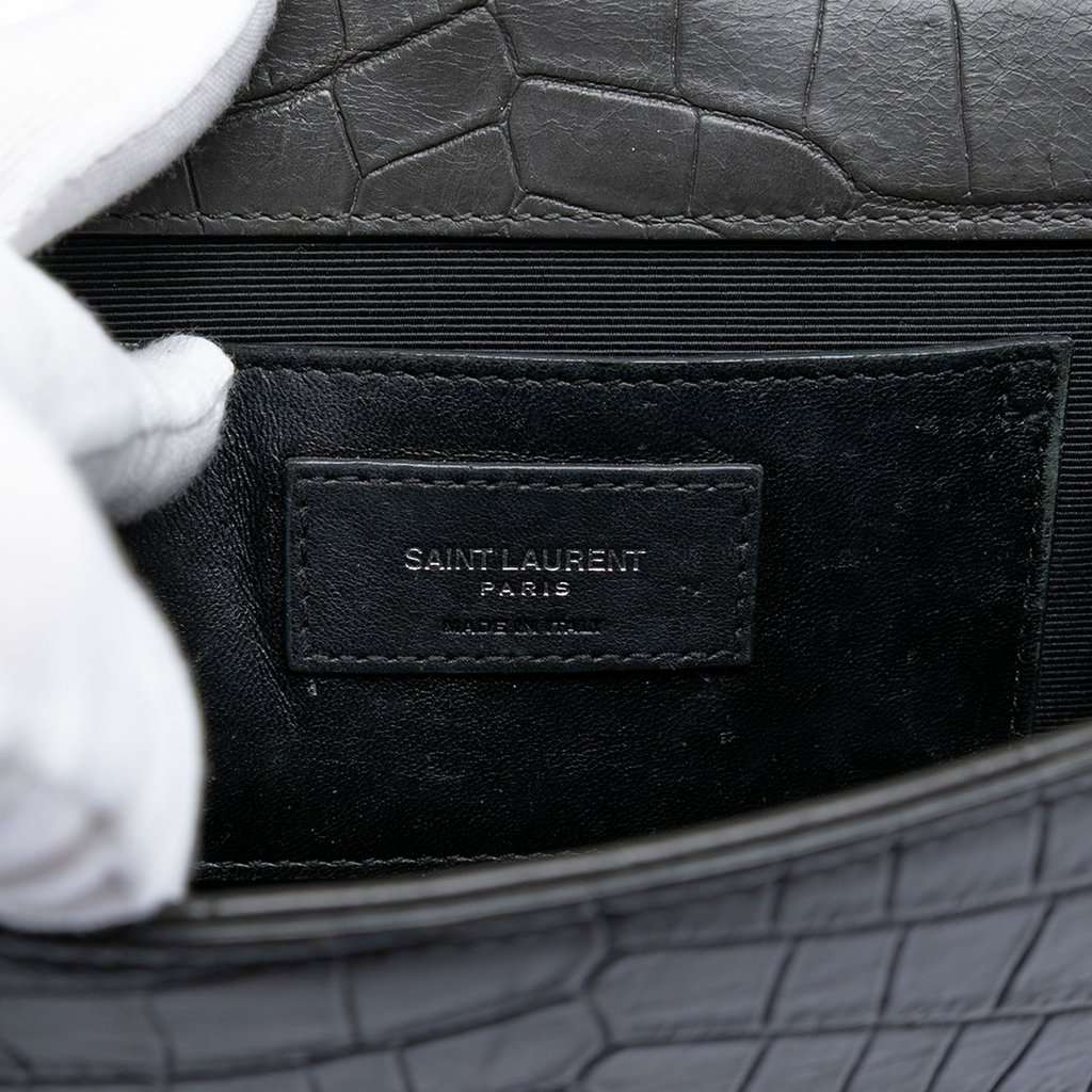 Saint Laurent Medium Croc Embossed Leather Kate Tassel Crossbody Black Leather Very good condition - Box View
