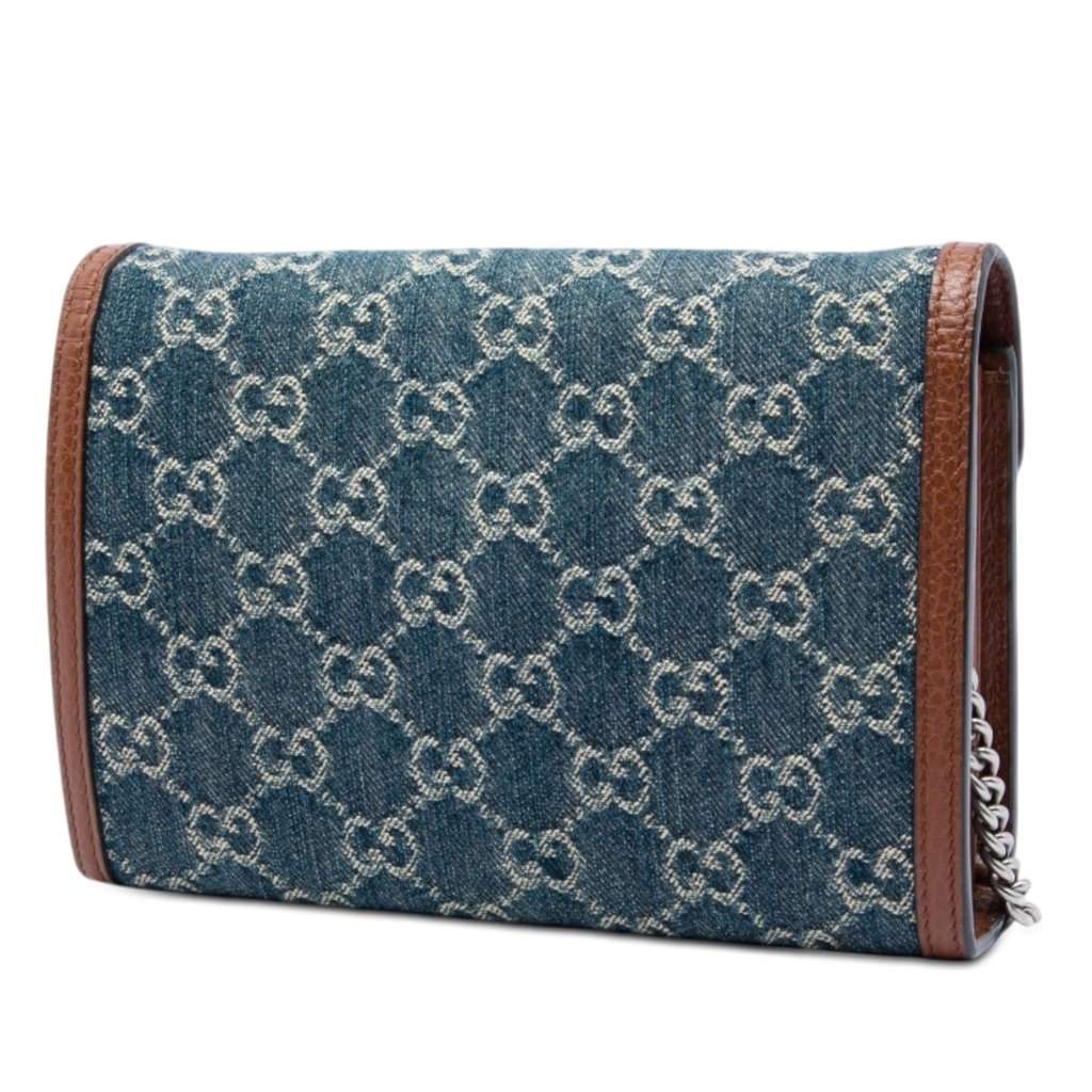 Gucci GG Denim Dionysus Wallet on Chain Blue Very good condition - Back View