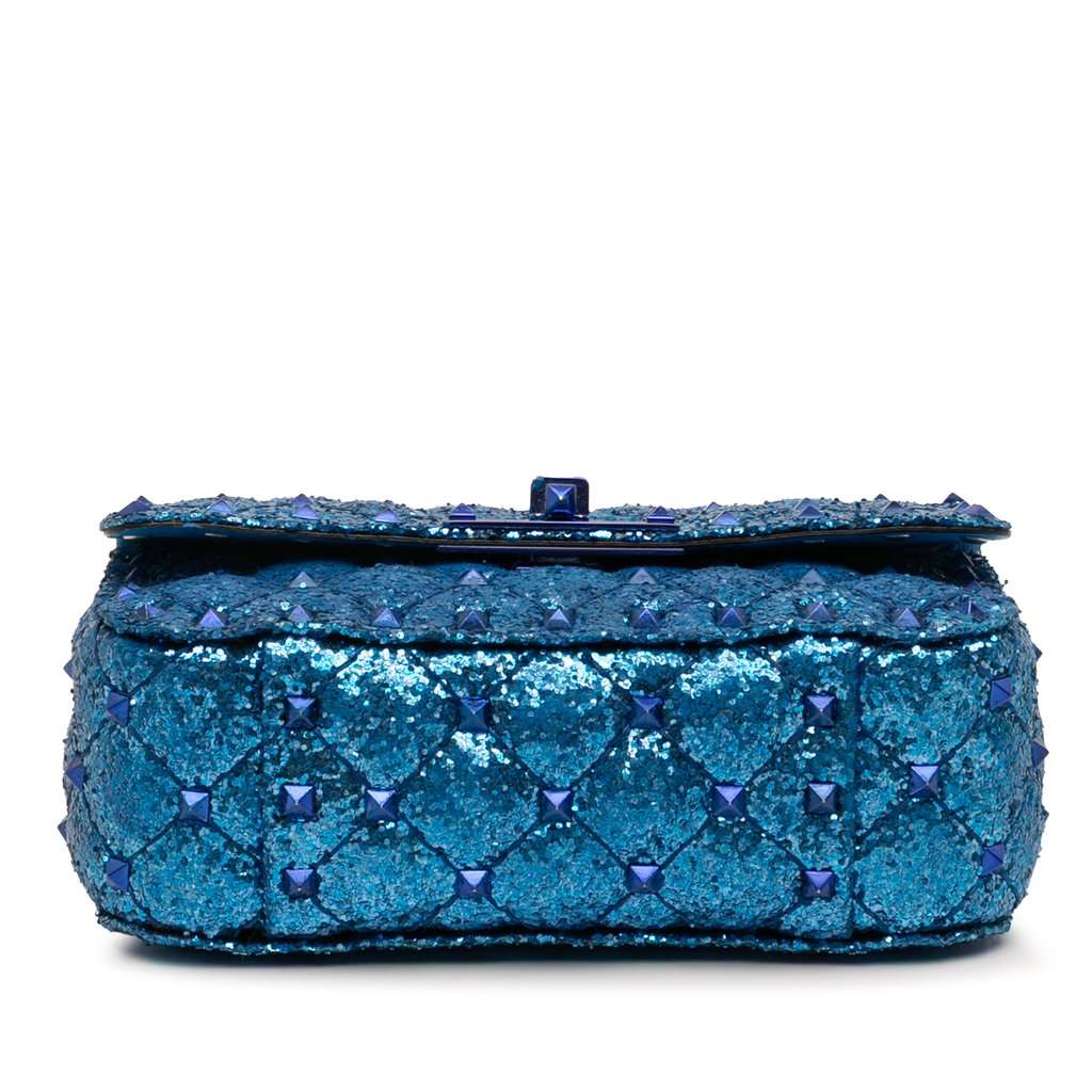 Valentino Mini Glitter Rockstud Spike Satchel Blue Very good condition - Inside View
