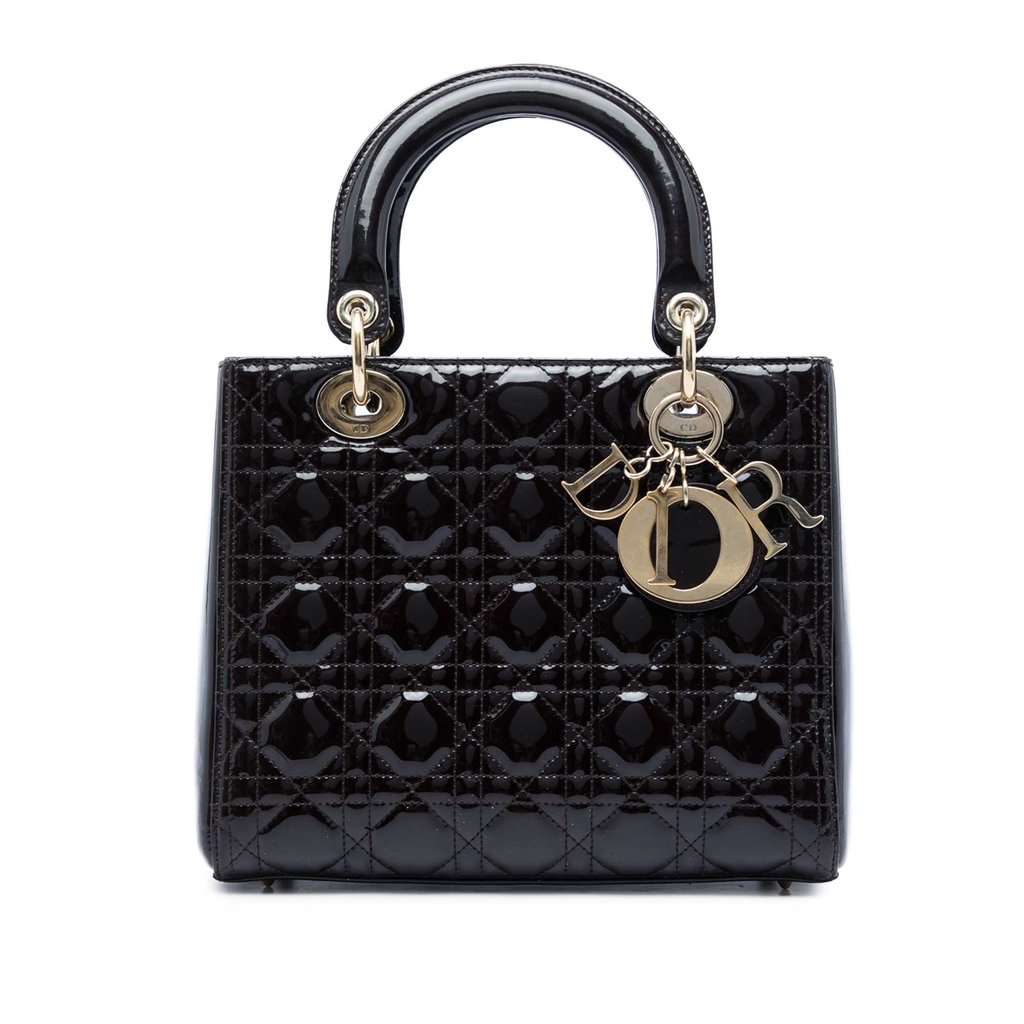Dior Medium Patent Cannage Lady Dior Purple Leather Very good condition - Front View