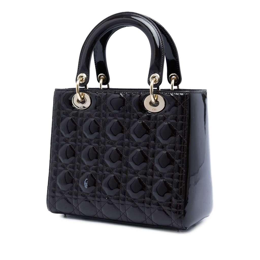 Dior Medium Patent Cannage Lady Dior Purple Leather Very good condition - Back View