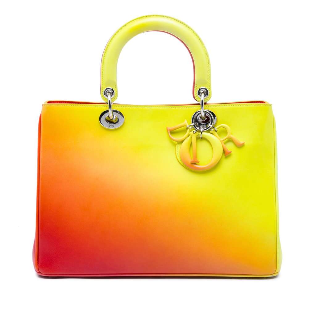Dior Medium Gradient Calfskin Diorissimo Satchel Yellow Leather Very good - Front View