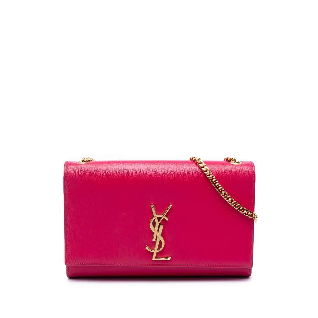 Saint Laurent Medium Grain De Poudre Monogram Kate Crossbody Pink Leather Very good - Front View