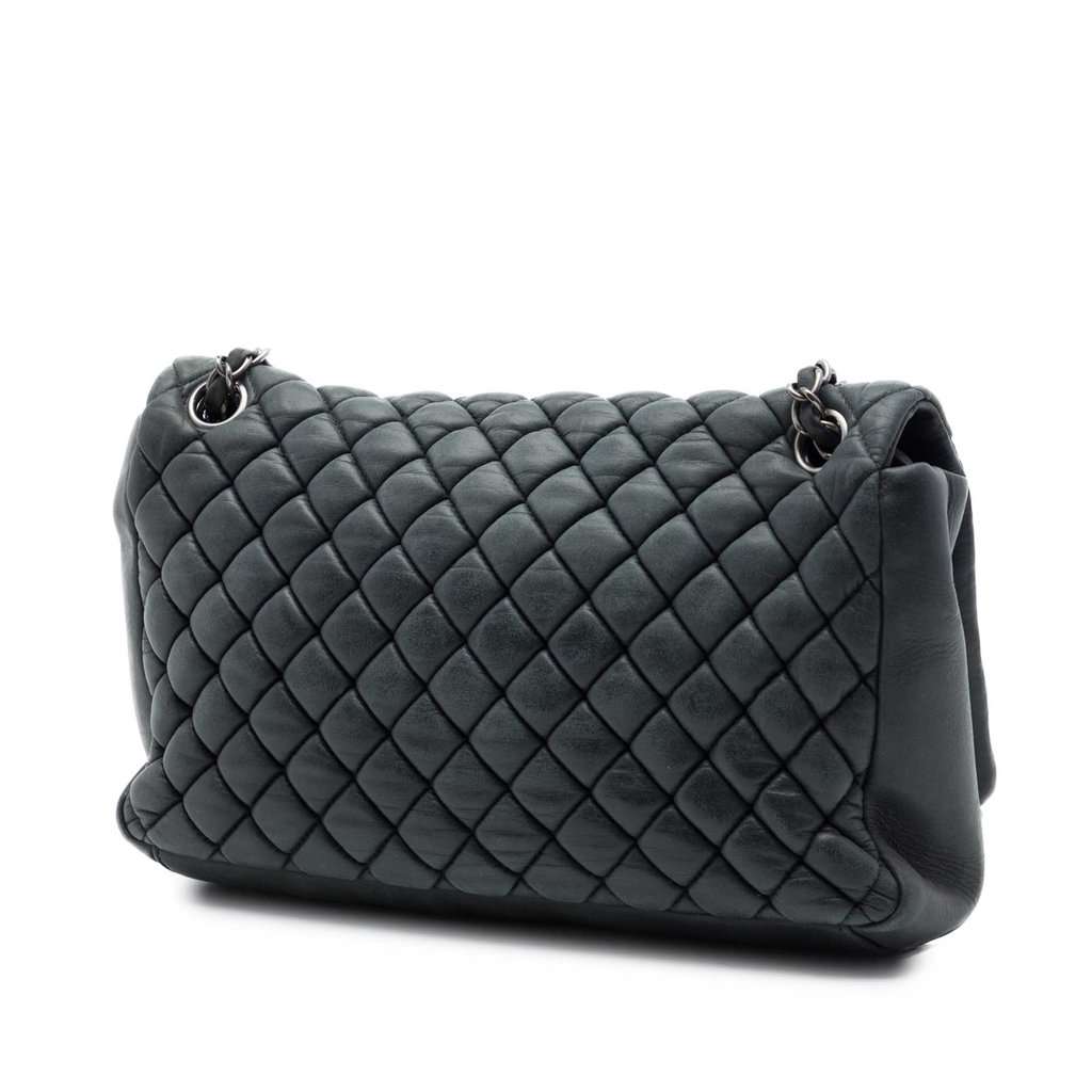 Chanel Large Quilted Iridescent Calfskin New Bubble Flap MultiColor Leather Very good condition - Back View
