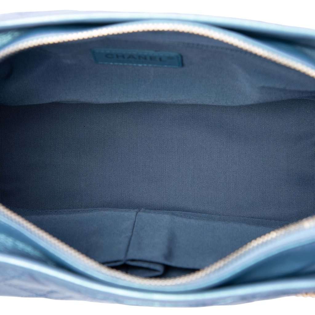 Chanel Medium Quilted Iridescent Lambskin and Calfskin Gabrielle Hobo Blue Leather Very good - Model View