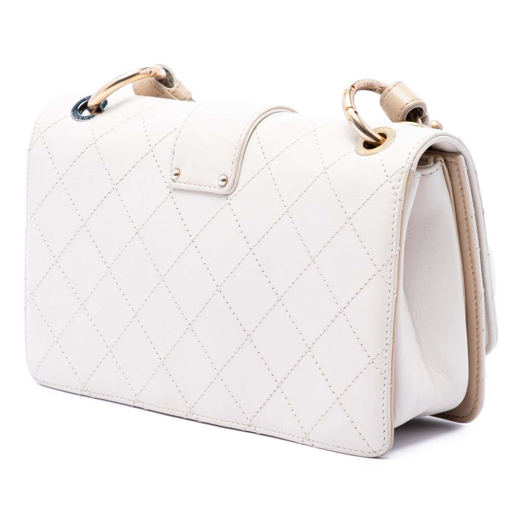 Chanel CC Stitched Calfskin Chain Flap White Leather Very good - Back View