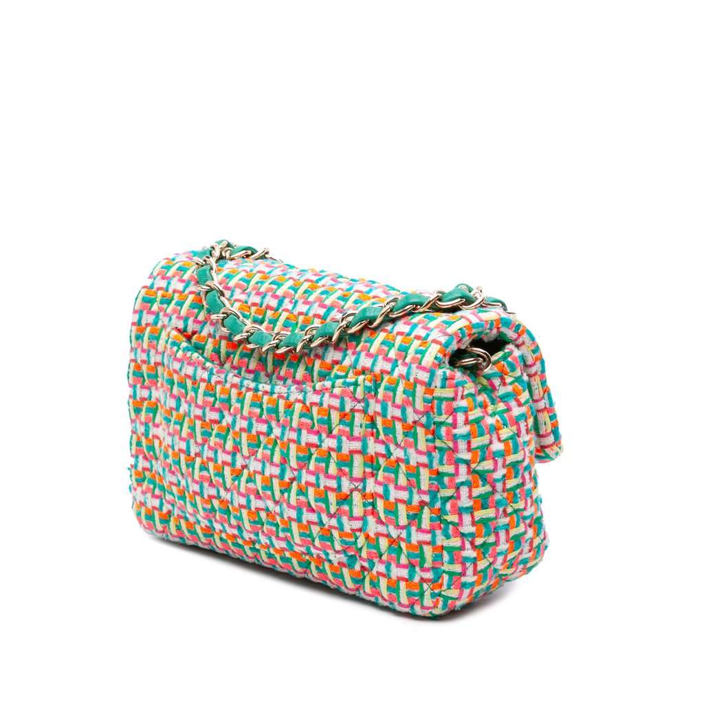 Chanel Mini Rectangular Classic Tweed Single Flap MultiColor Very good condition - Back View