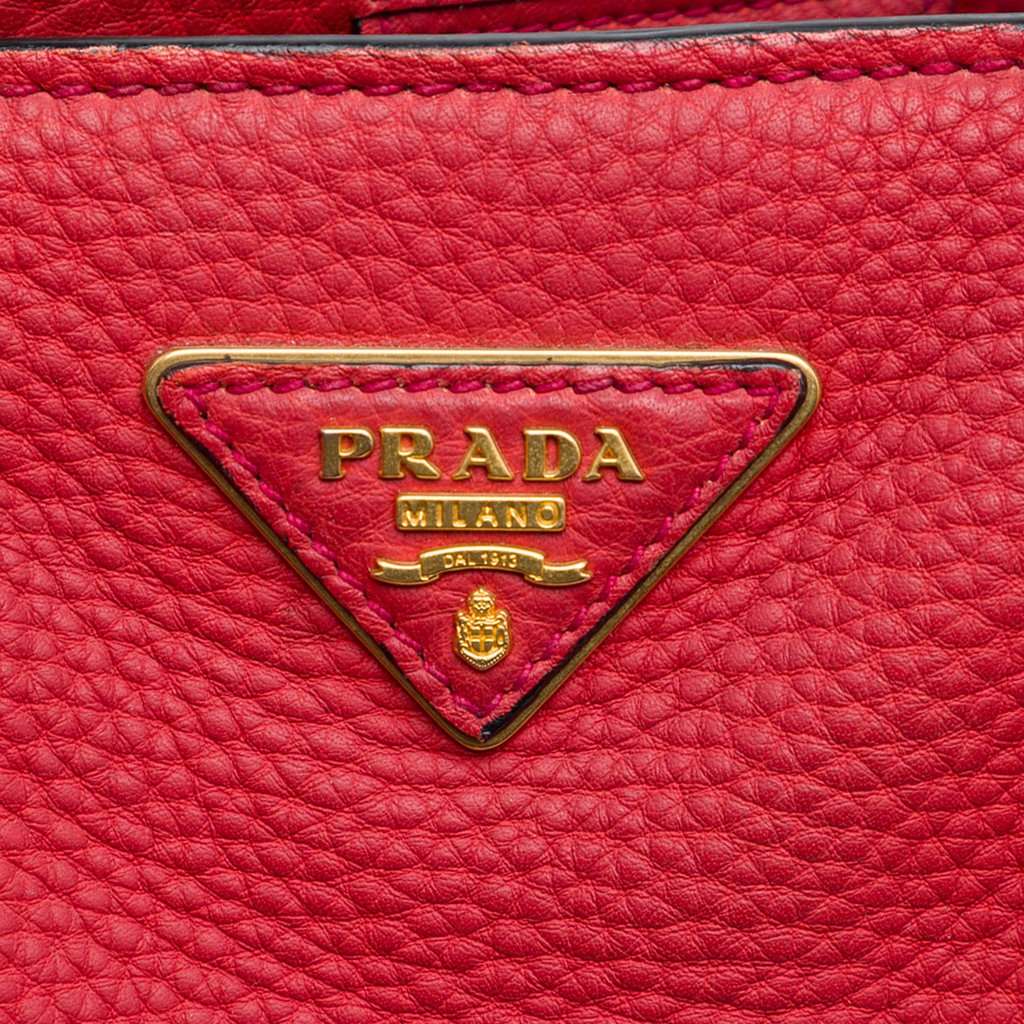 Prada Vitello Daino Open Convertible Tote Red Leather Very good - Box View