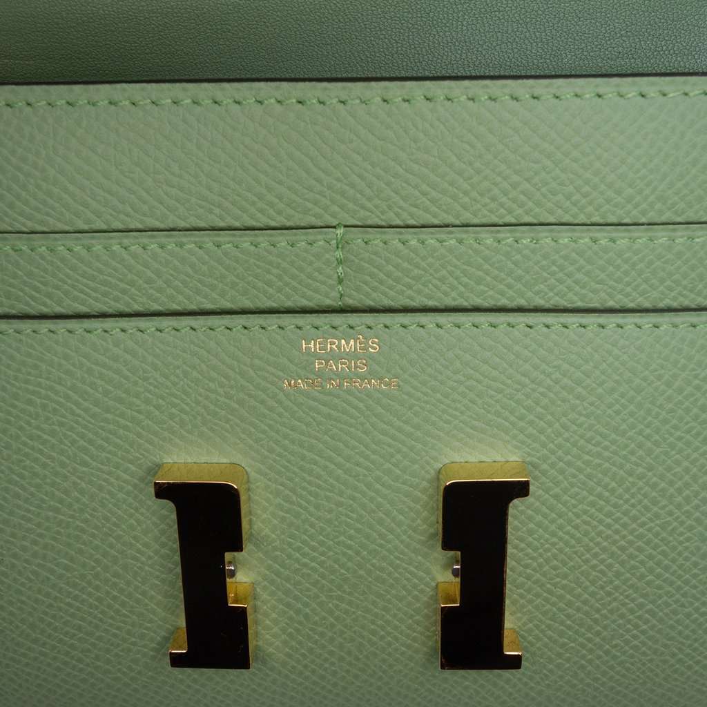Hermès Epsom Constance Slim Wallet Green Leather Very good condition - Box View