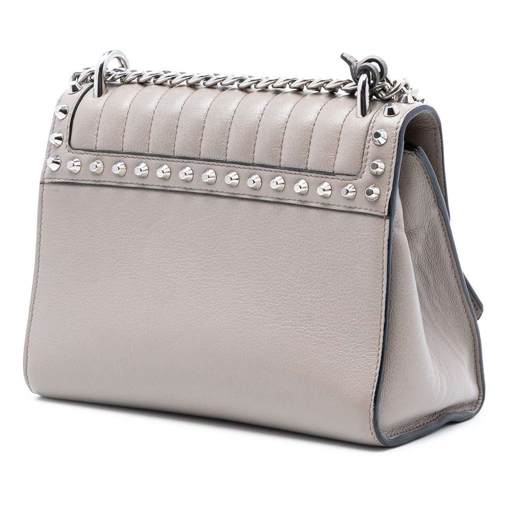 Prada Studded Glace Calf Sound Lock Crossbody Grey Leather Very good condition - Back View