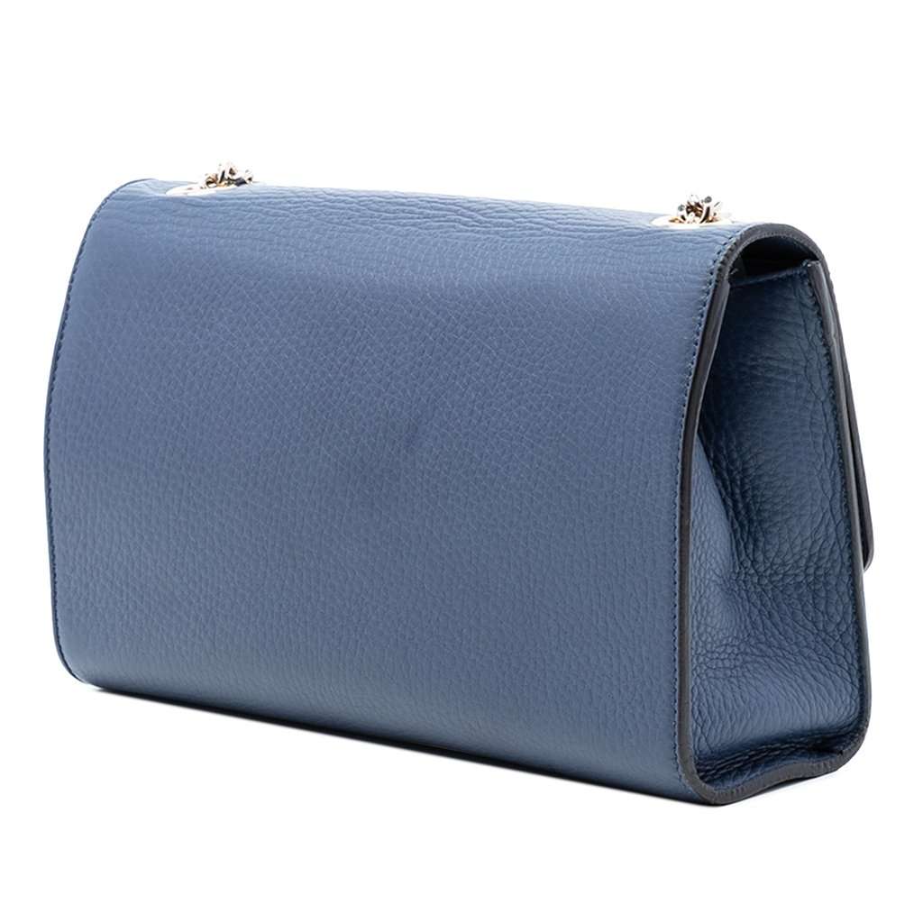Gucci Medium Leather Miss Bamboo Crossbody Blue Leather Very good condition - Back View