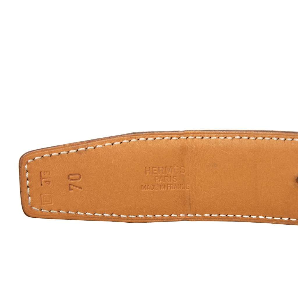 Hermès Box Calf Constance H Reversible Belt Black Leather Very good condition - Box View