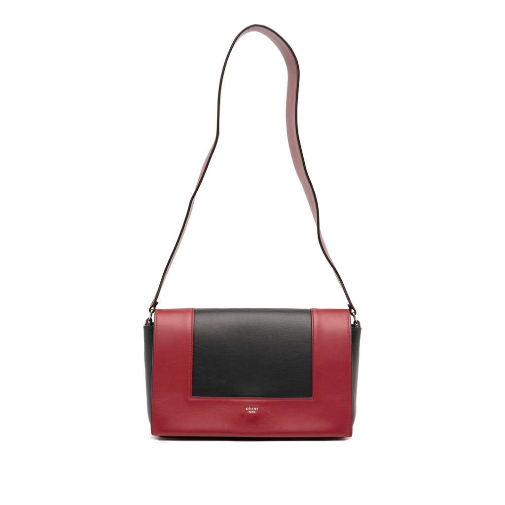 Celine Medium Shiny Smooth Calfskin Frame Shoulder Bag Red Leather Very good condition - Front View
