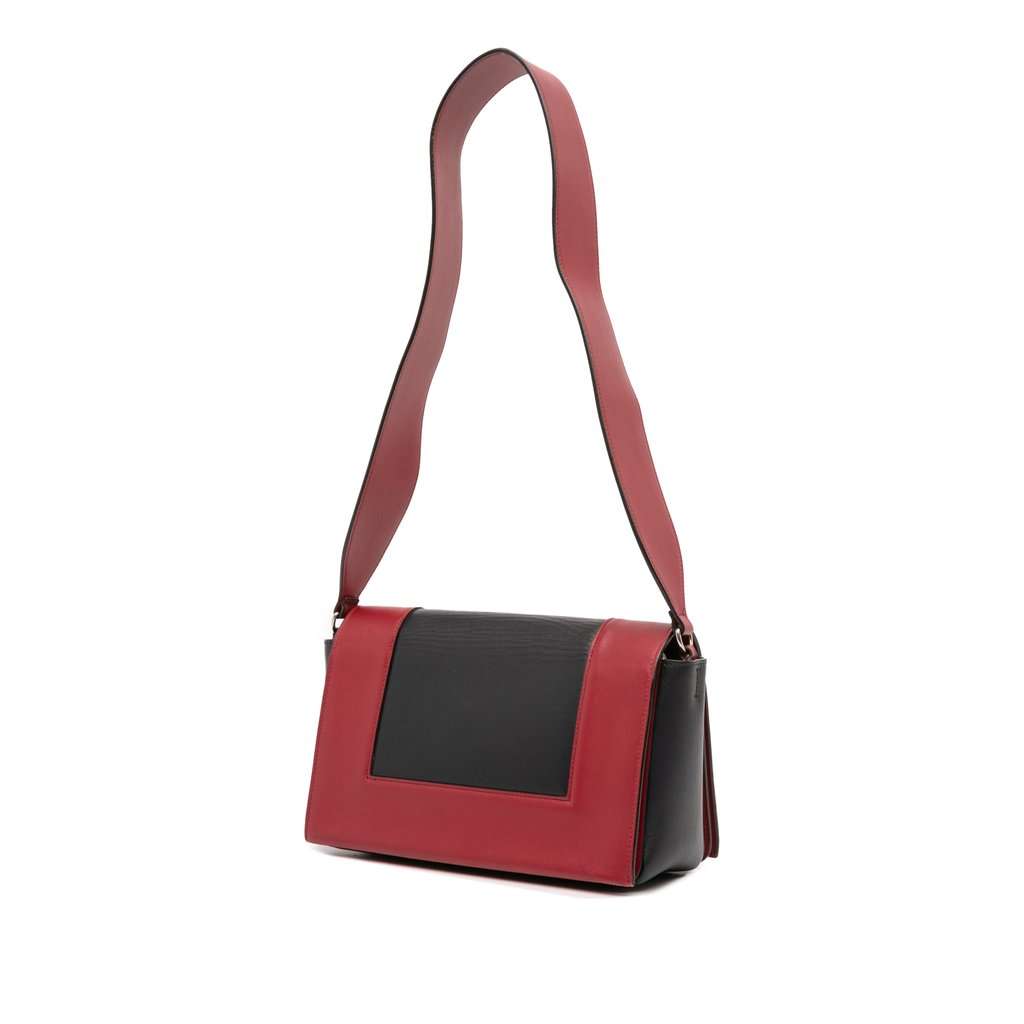 Celine Medium Shiny Smooth Calfskin Frame Shoulder Bag Red Leather Very good condition - Back View