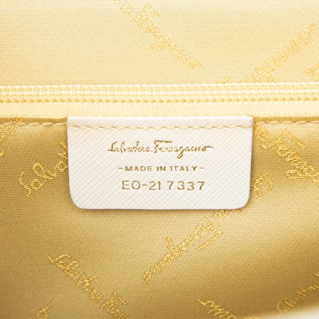 Ferragamo Leather Gancini Satchel White Leather Very good - Box View