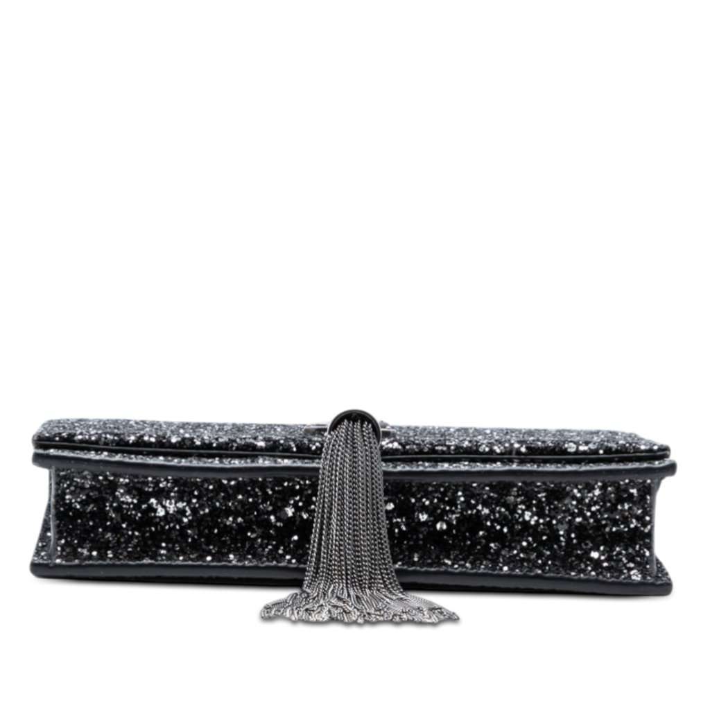 Saint Laurent Metallic Glitter Monogram Kate Tassel Chain Wallet Black Leather Very good condition - Inside View