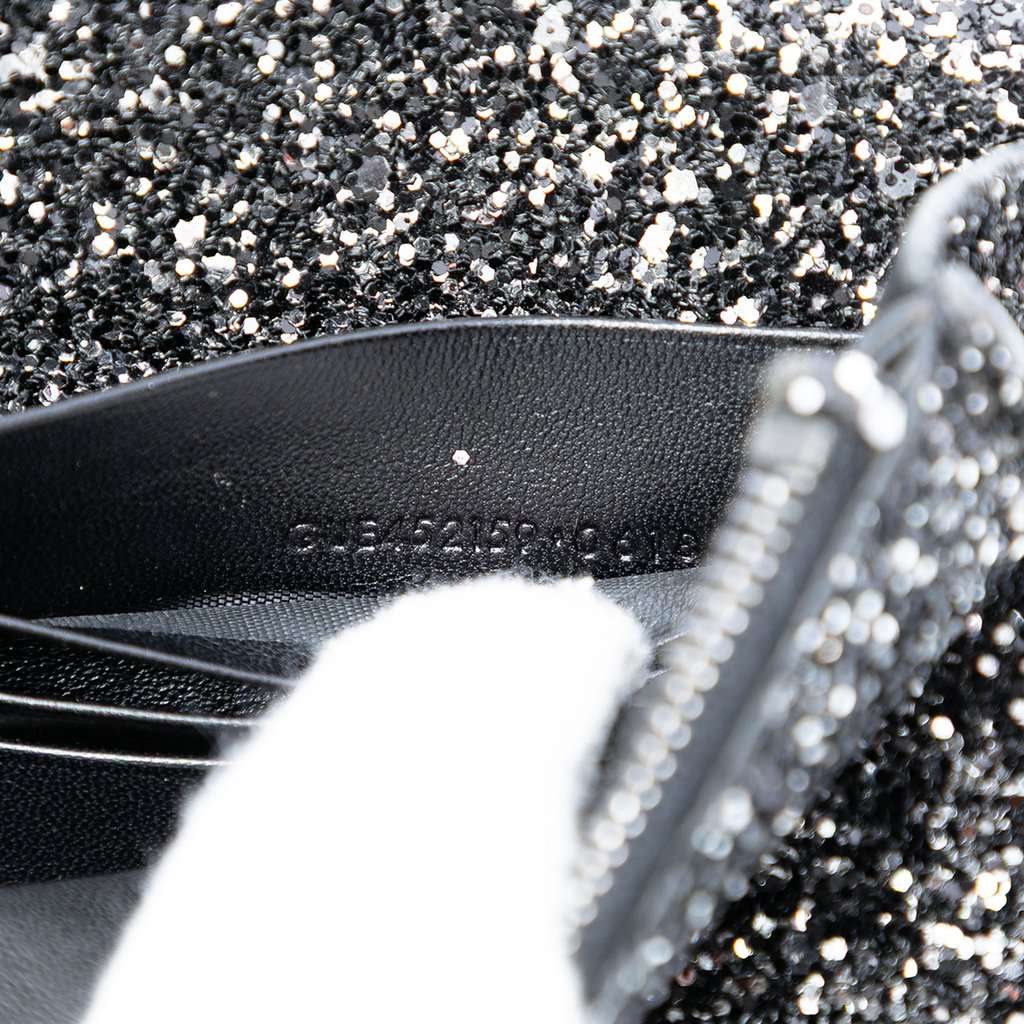 Saint Laurent Metallic Glitter Monogram Kate Tassel Chain Wallet Black Leather Very good condition - Box View