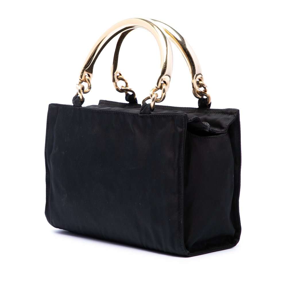 Prada Tessuto Metal Handle Bag Black Very good - Back View
