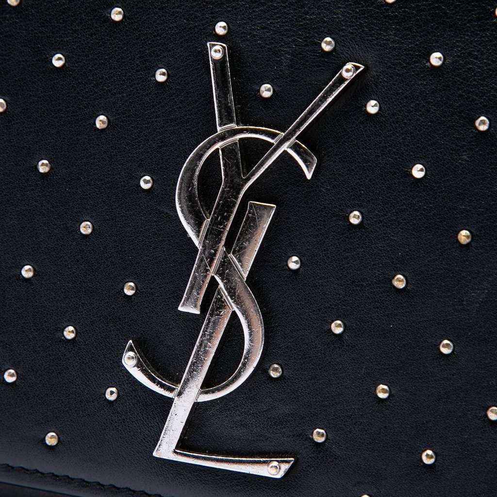 Saint Laurent Medium Studded Calfskin Monogram Kate Crossbody Black Leather Very good - Box View