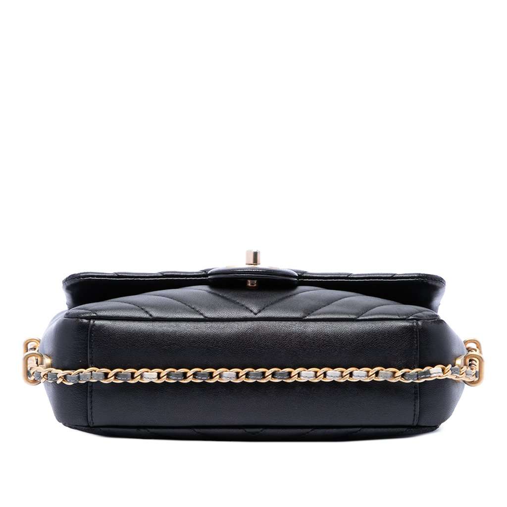 Chanel Mini Rectangular Chevron Lambskin Chain Around Flap Black Leather Very good - Inside View