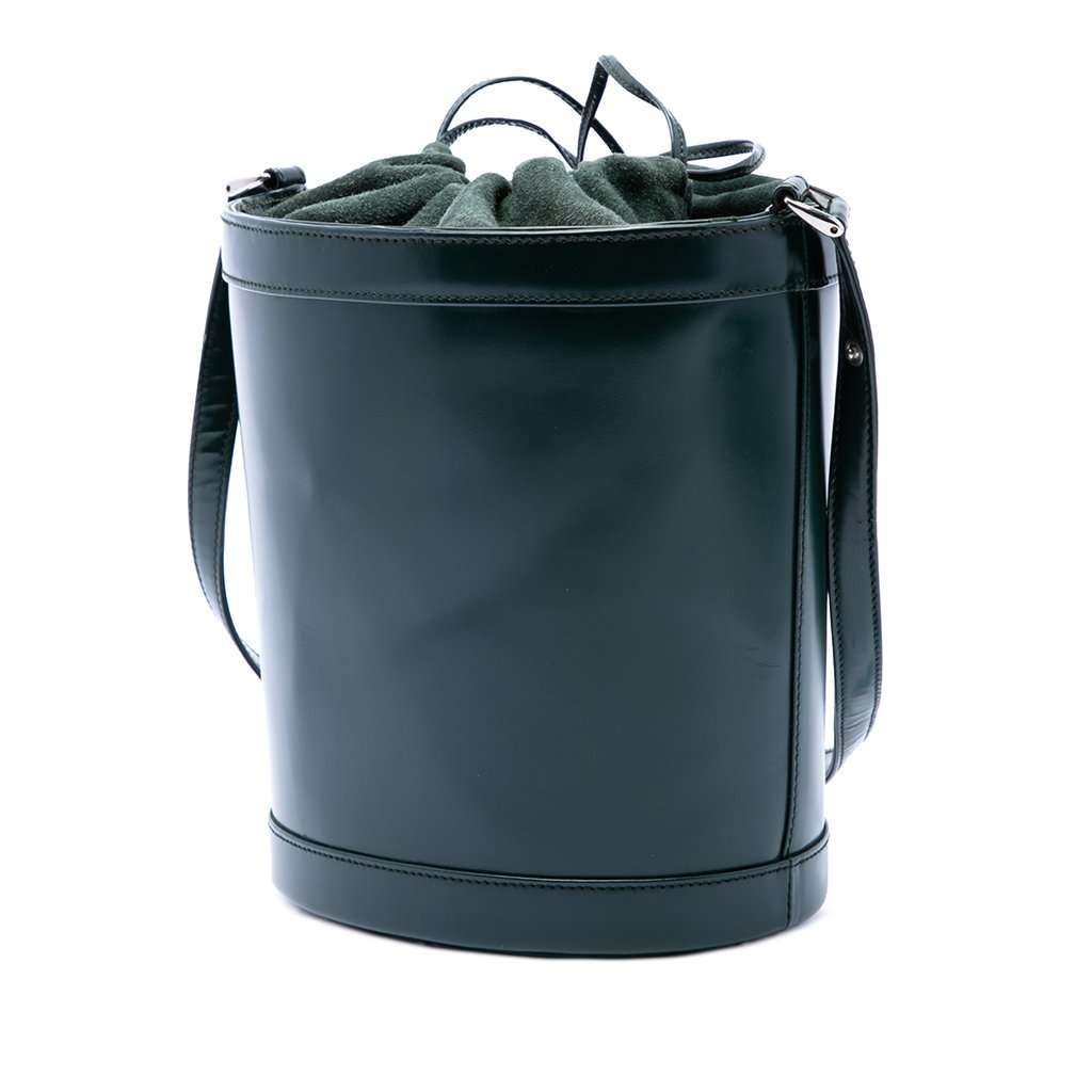 Gucci Calfskin Interlocking G Bucket Bag Green Leather Very good condition - Back View