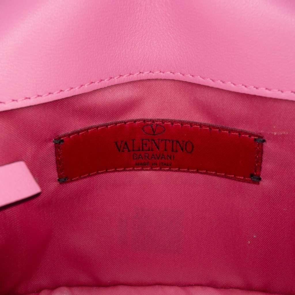 Valentino Pebbled Calfskin Rockstud Wallet On Chain Pink Leather Very good - Box View