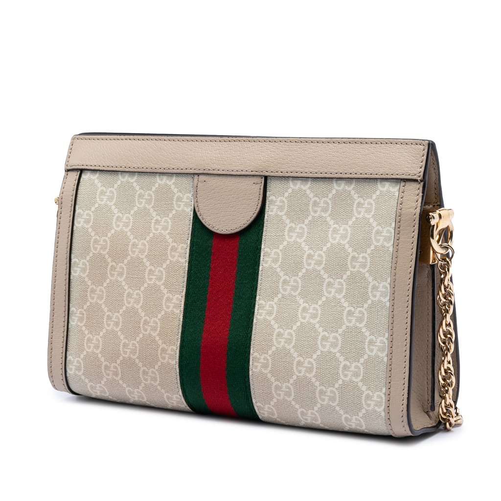 Gucci Small GG Supreme Web Ophidia Chain Crossbody Brown Very good condition - Back View