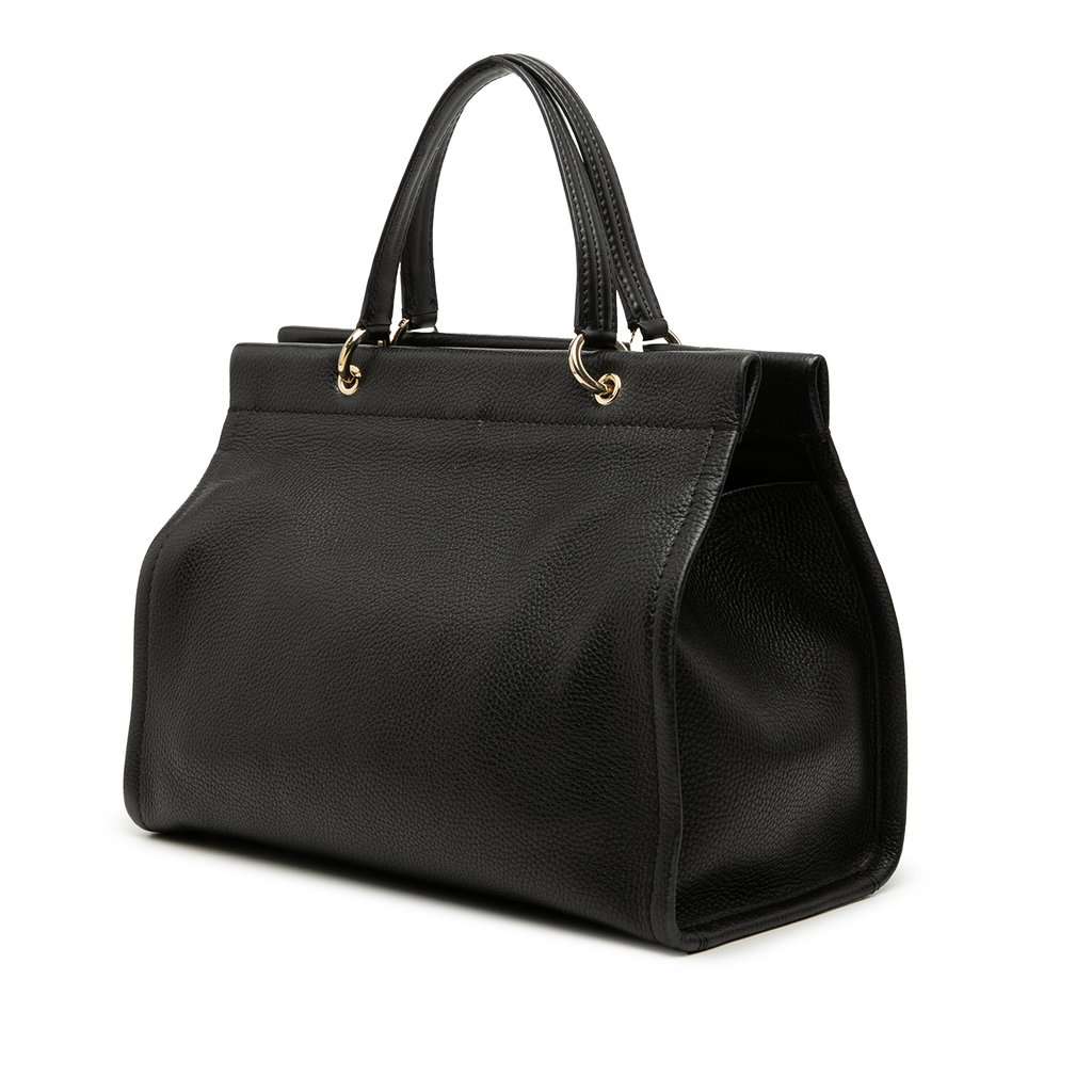Ferragamo Grained Calfskin Meera Tote Black Leather Very good condition - Back View