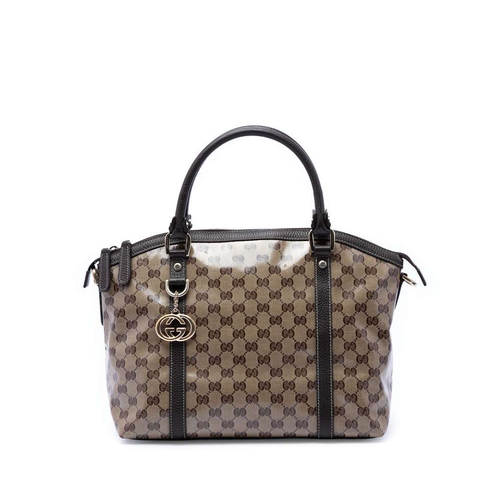 Gucci Medium GG Crystal Charm Dome Satchel Beige Very good - Front View