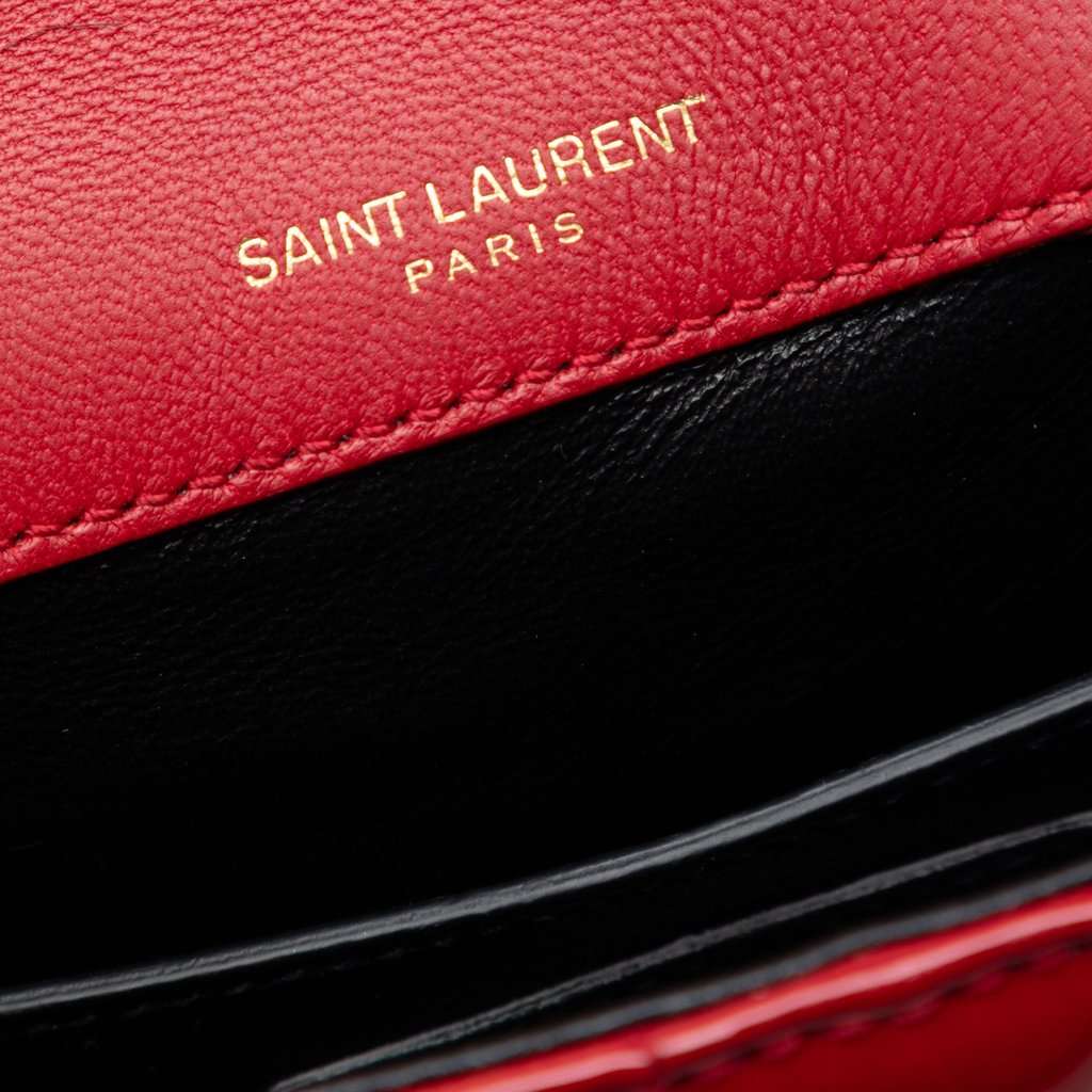 Saint Laurent Small Patent Monogram Vicky Chain Bag Red Leather Very good condition - Box View