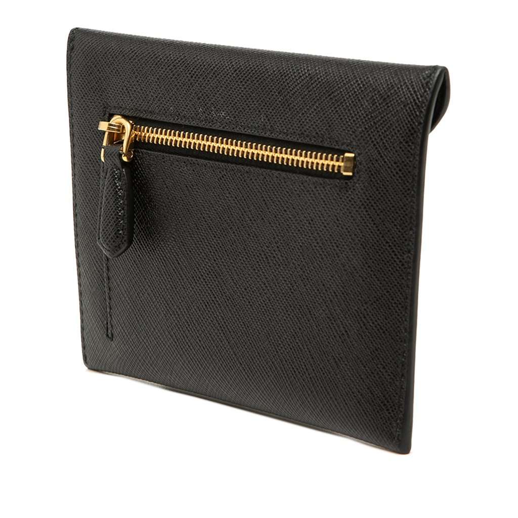 Prada Saffiano Envelope Compact Wallet Black Leather Very good condition - Back View