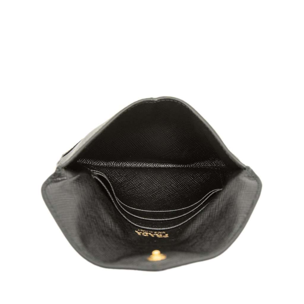 Prada Saffiano Envelope Compact Wallet Black Leather Very good condition - Model View