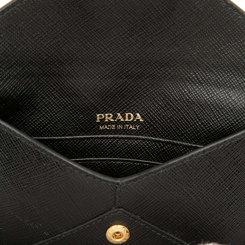 Prada Saffiano Envelope Compact Wallet Black Leather Very good condition - Box View