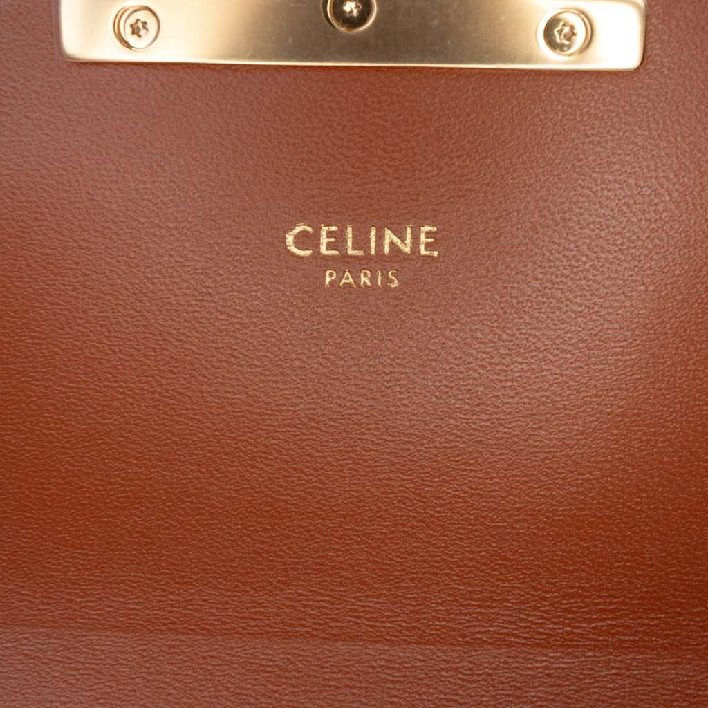 Celine Teen Triomphe Coated Canvas and Calfskin Triomphe Crossbody Brown Very good condition - Box View