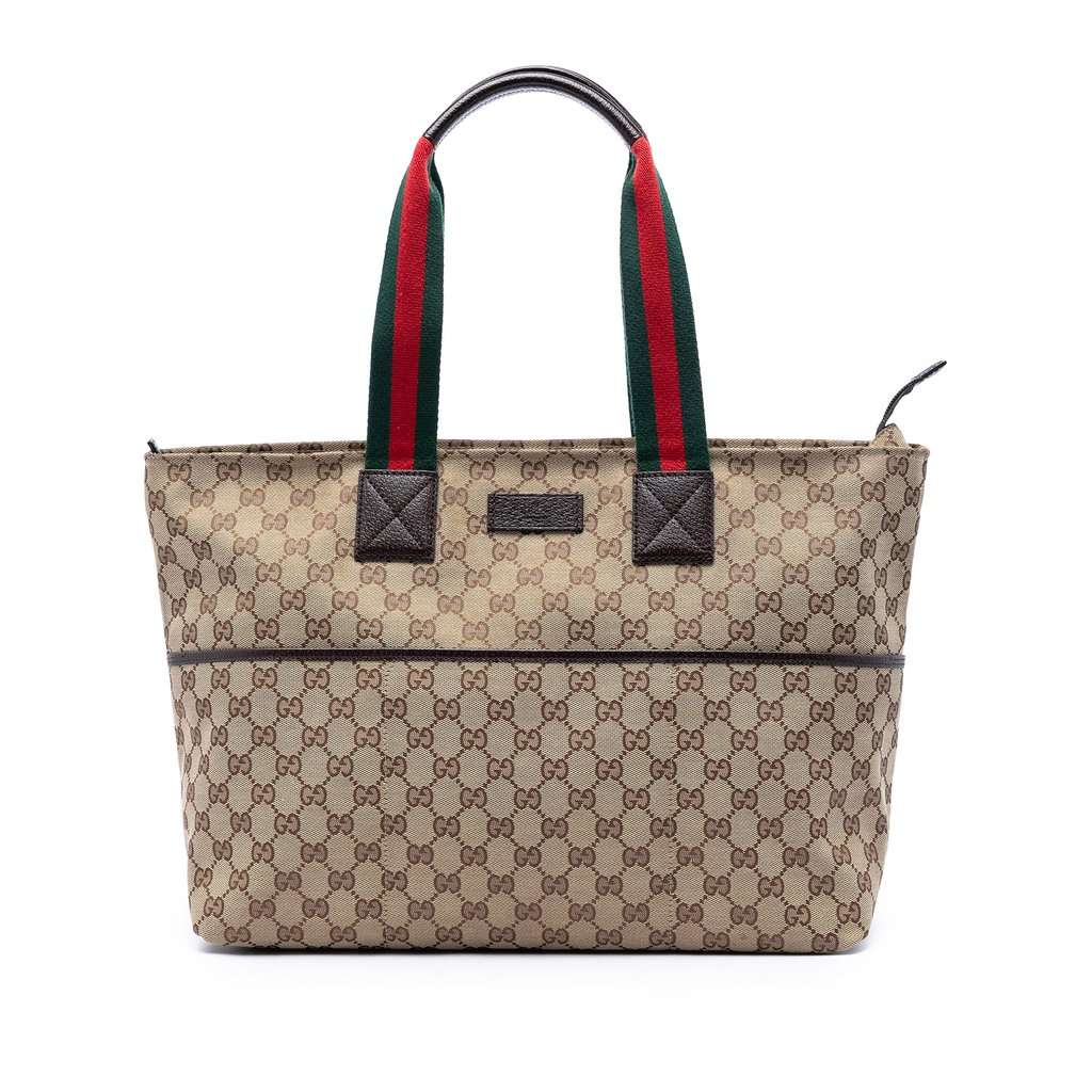 Gucci GG Canvas Web Tote Beige Very good condition - Front View
