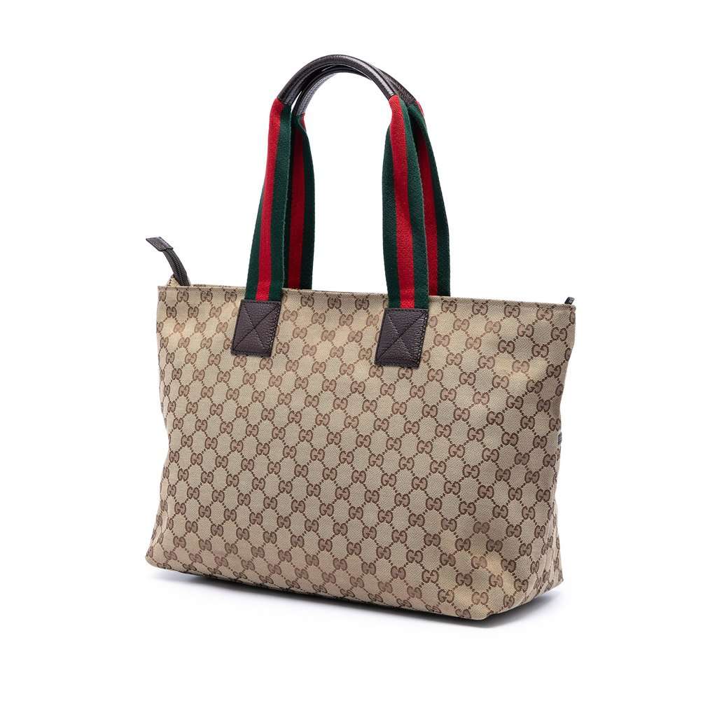 Gucci GG Canvas Web Tote Beige Very good condition - Back View