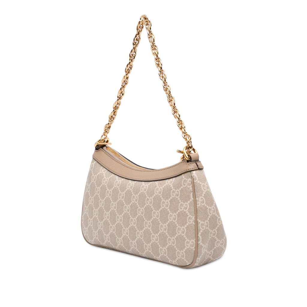 Gucci Small GG Supreme Web Ophidia Satchel Beige Very good - Back View