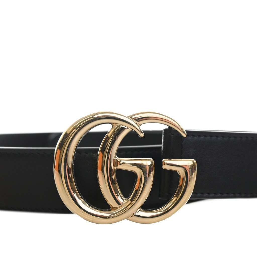 Gucci GG Marmont Calfskin Wide Belt Black Leather Very good - Model View