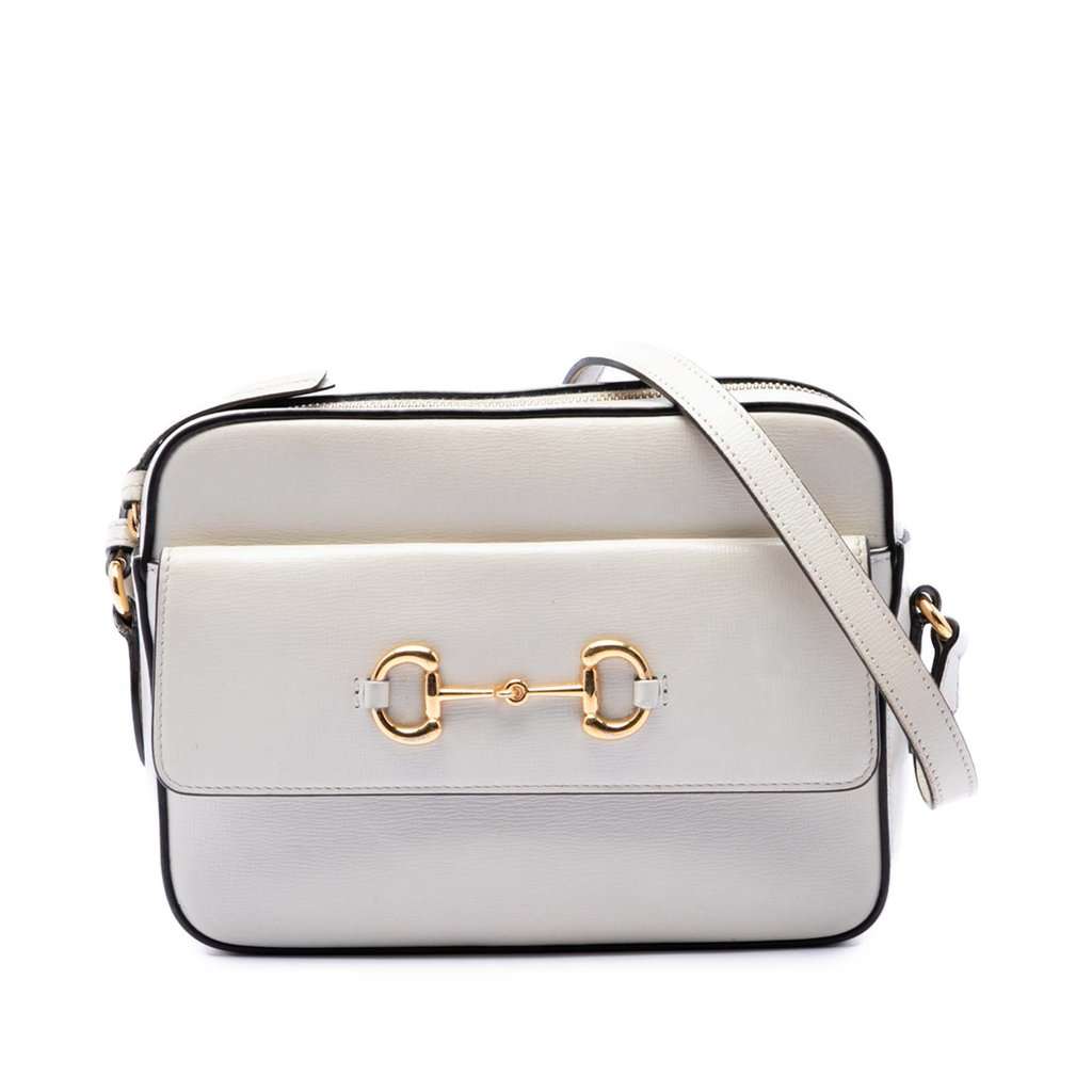 Gucci Small Leather Horsebit 1955 Camera Bag White Leather Very good condition - Front View