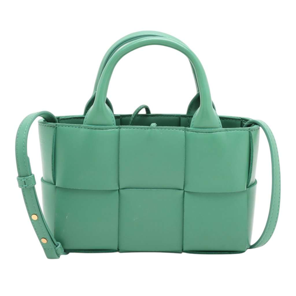 Bottega Veneta Candy Nappa Maxi Intrecciato Arco Tote Green Leather Very good condition - Front View
