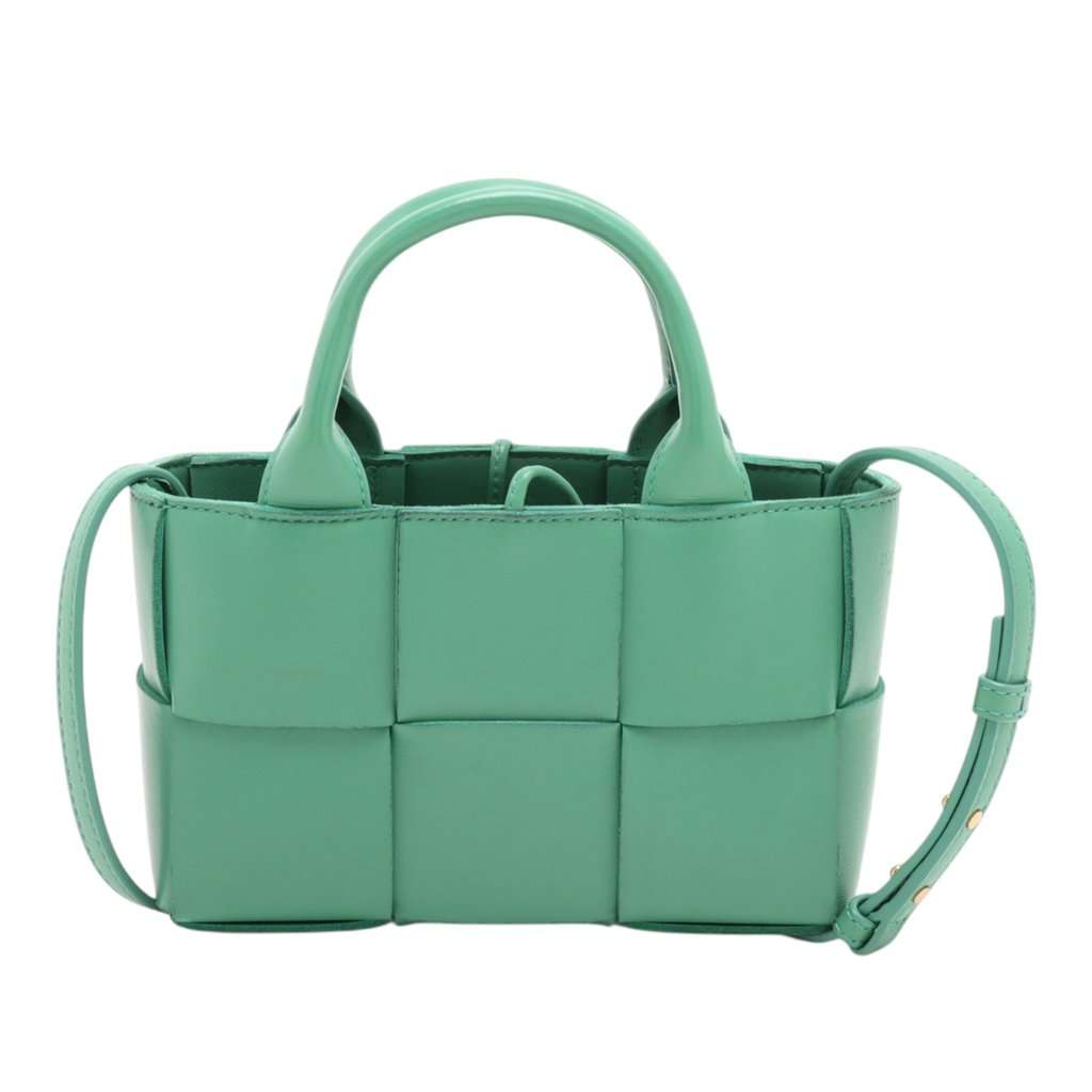 Bottega Veneta Candy Nappa Maxi Intrecciato Arco Tote Green Leather Very good condition - Back View