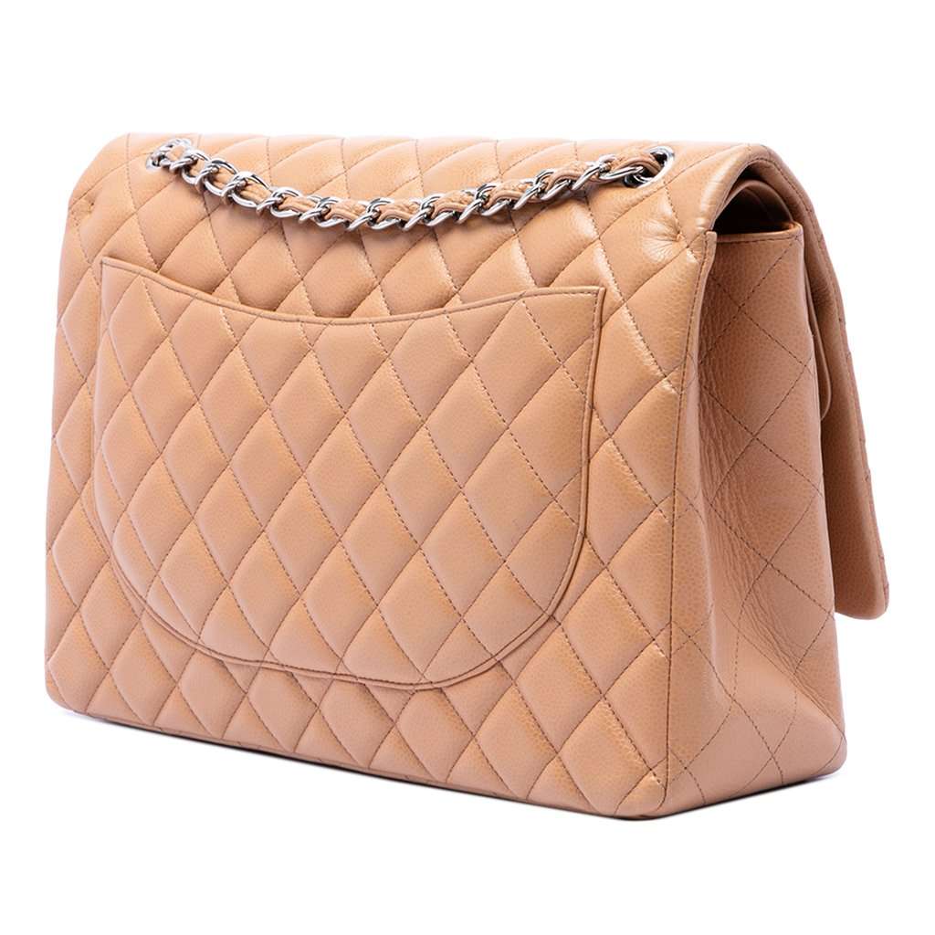 Chanel Maxi Classic Caviar Single Flap Brown Leather Very good condition - Back View