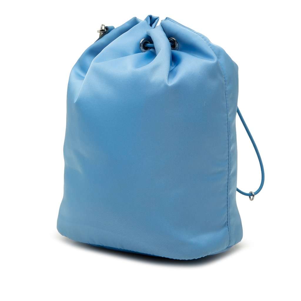 Prada Tessuto Drawstring Bucket Bag Blue Very good - Back View