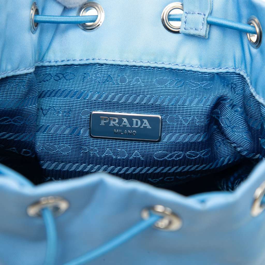 Prada Tessuto Drawstring Bucket Bag Blue Very good - Box View