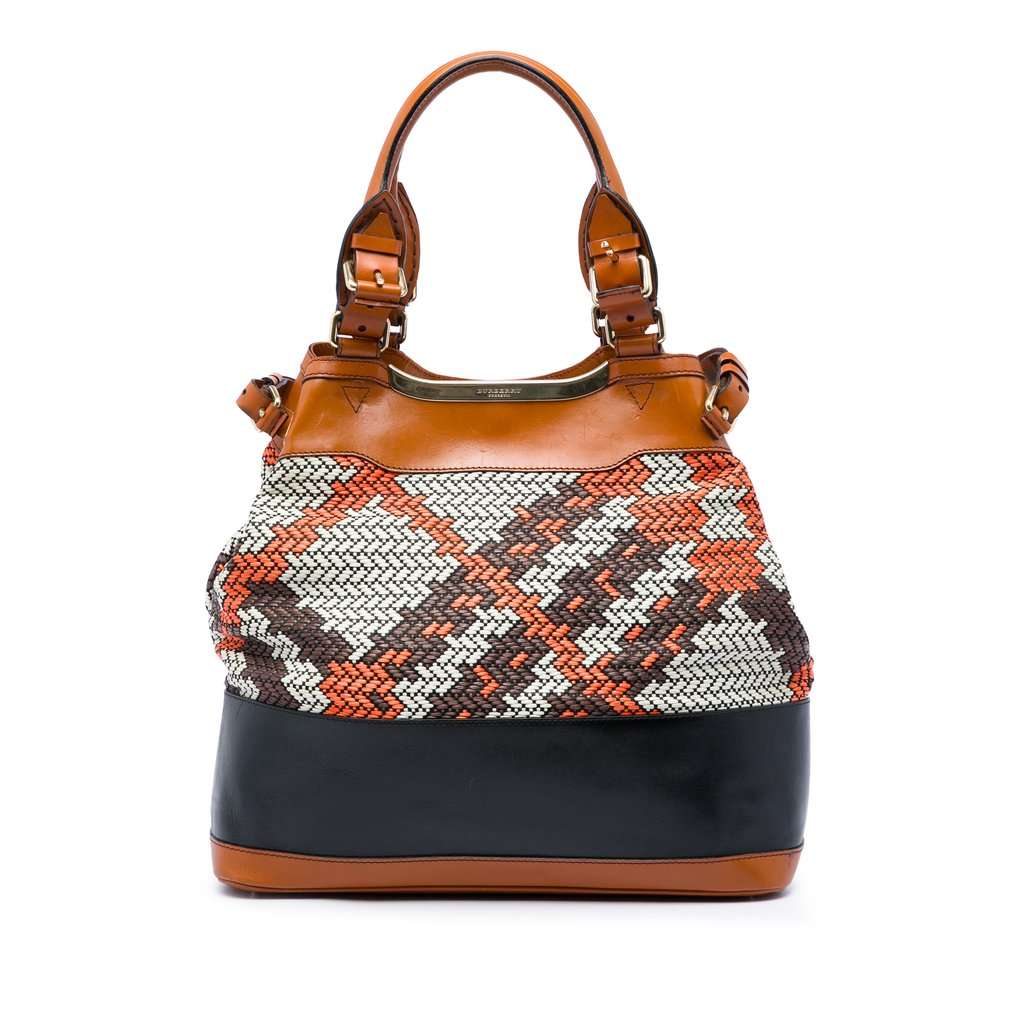 Burberry Prorsum Woven Leather Check Tote Orange Leather Very good condition - Front View