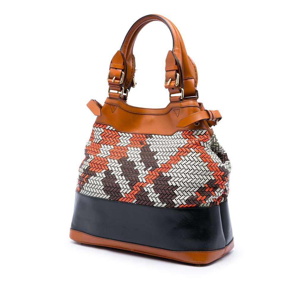 Burberry Prorsum Woven Leather Check Tote Orange Leather Very good condition - Back View