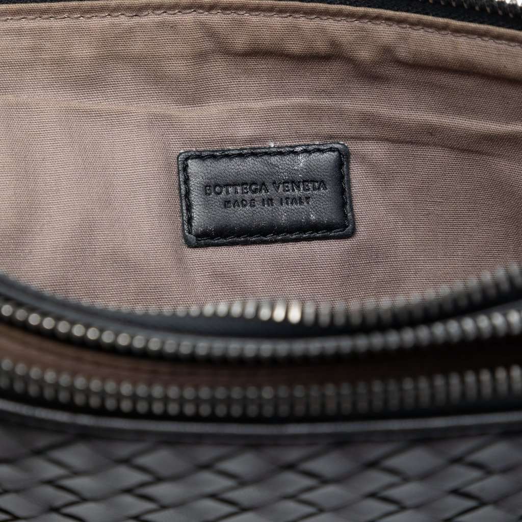Bottega Veneta Nappa Intrecciato Double Zip Clutch Black Leather Very good condition - Box View